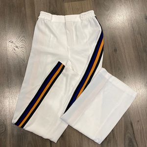 Trendy Zara slacks. All white with colored stripes.